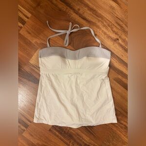 Athleta Bandeau Halter Tankini Top Womens Small White Grey NWOT